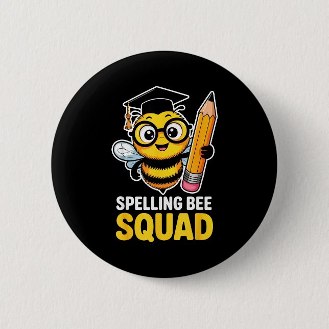 Spelling bee squad competition team school contest button (Front)