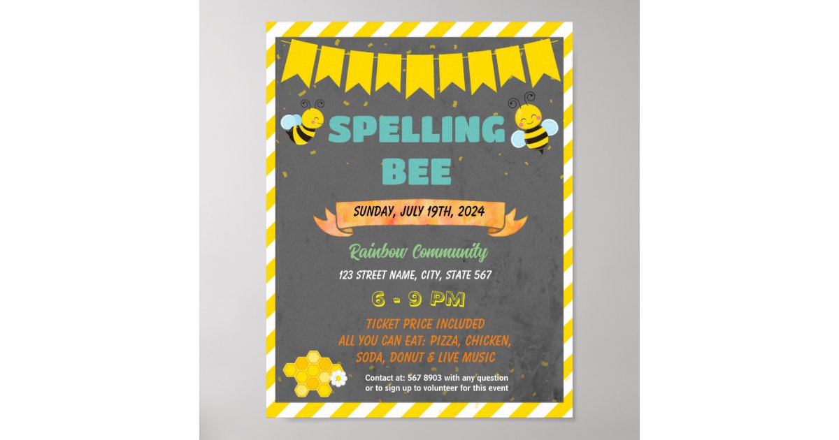 Spelling bee template poster Zazzle Spelling bee template poster Zazzle