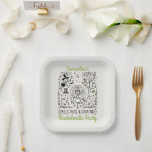 Spells, Veils, and Cocktails Bachelorette Party Paper Plates