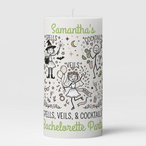 Spells, Veils, and Cocktails Bachelorette Party Pillar Candle
