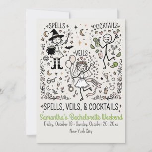 Spells, Veils, and Cocktails Weekend Bachelorette Invitation