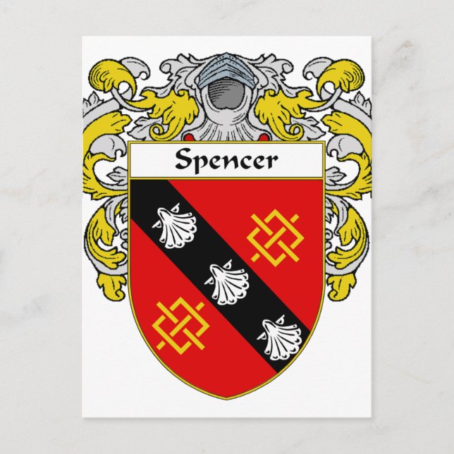 Spencer Coat of Arms/Family Crest (Mantled) Postcard (Front)