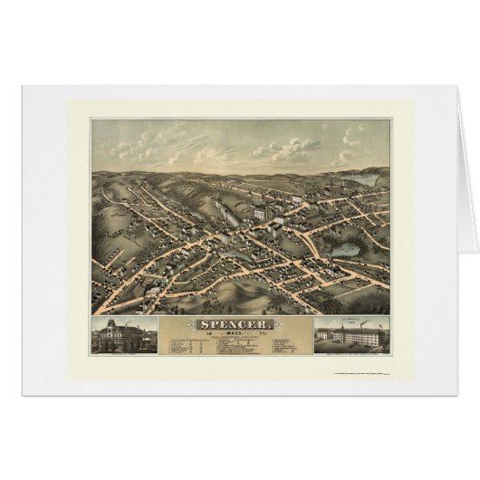 Spencer, MA Panoramic Map - 1877 Cards (Front Horizontal)