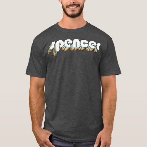 Spencer Retro Rainbow Typography Faded Style T_Shirt