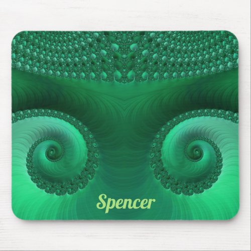 SPENCER  Zany Shades of Green Fractal Pattern  Mouse Pad