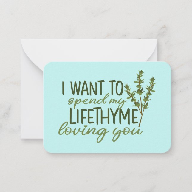 Spend My Lifetime Funny Pun Cute Valentine's Day Note Card (Front)