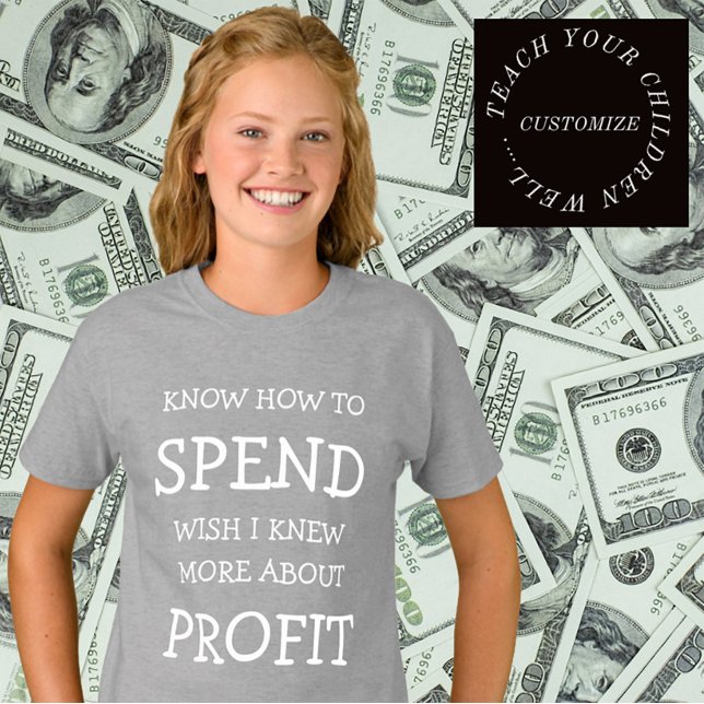 SPEND/PROFIT Typography Custom Birthday T-Shirt (Creator Uploaded)