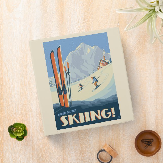 Spend the Day Skiing Vintage 3 Ring Binder (In Situ)