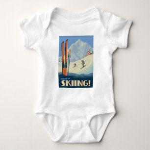 Spend the Day Skiing Vintage Baby Bodysuit