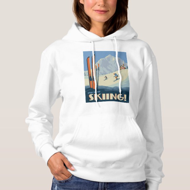 Spend the Day Skiing Vintage Hoodie (Front)