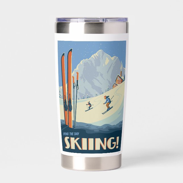 Spend the Day Skiing Vintage Insulated Tumbler (Front)