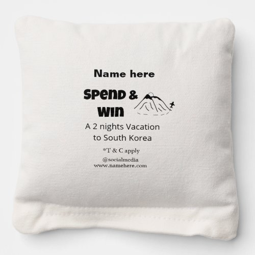 Spend win promotional travel business offer add na cornhole bags