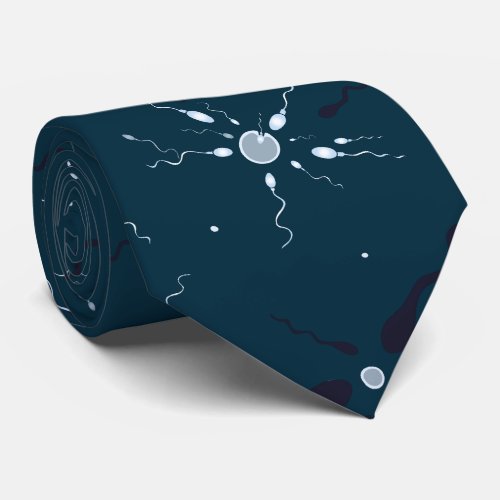 Sperm and Eggs Fertility Doctor Dark Blue Neck Tie