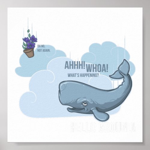 Sperm Whale and Bowl of Petunias Poster