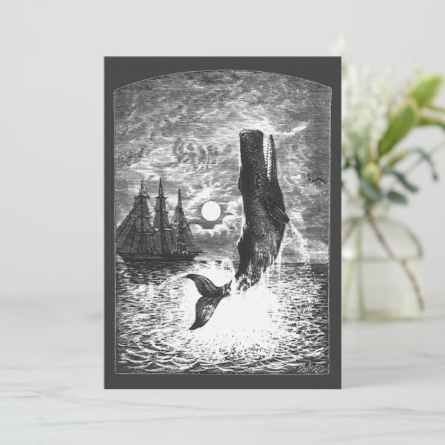 Sperm Whale Breaching, Vintage Marine Life Animals (Standing Front)