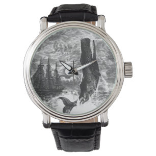 Sperm Whale Breaching, Vintage Marine Life Animals Watch