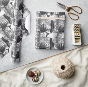 Sperm Whale Breaching, Vintage Marine Life Animals Wrapping Paper