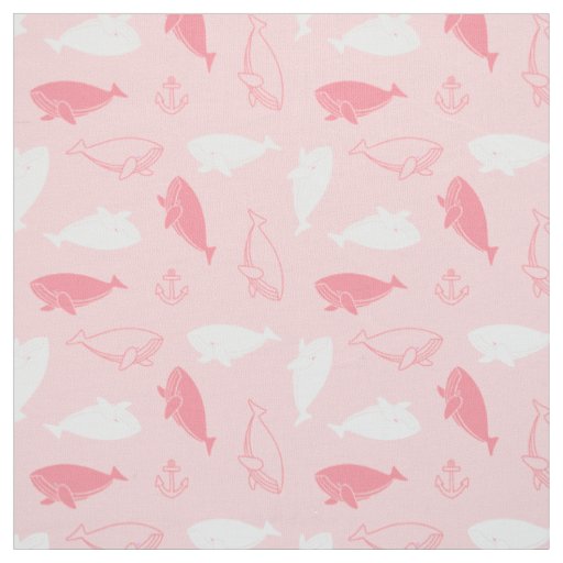 Sperm Whale Pattern (Pink) Fabric