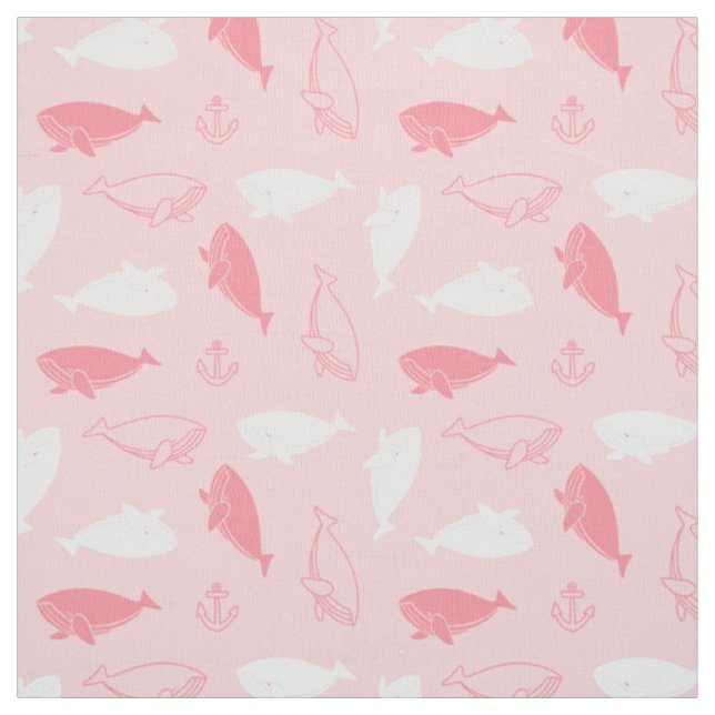 Sperm Whale Pattern (Pink) Fabric (Swatch)