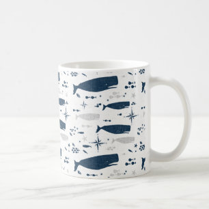 SPERM WHALE WHITE BLUE WITH TEXTURE COFFEE MUG