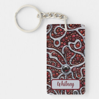 Spessartine Garnet and Silver Inspired Keychain
