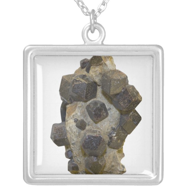 Spessartite in Matrix Silver Plated Necklace (Front)