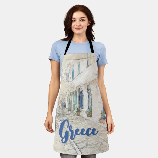 Spetses Greece Apron – Traditional Greek Island  (Worn)