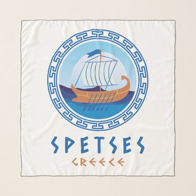 Spetses, Greece Greek Ship Design Scarf (Front)