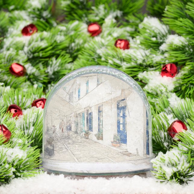 Spetses Greece Traditional Street Scene  Snow Globe (Christmas)