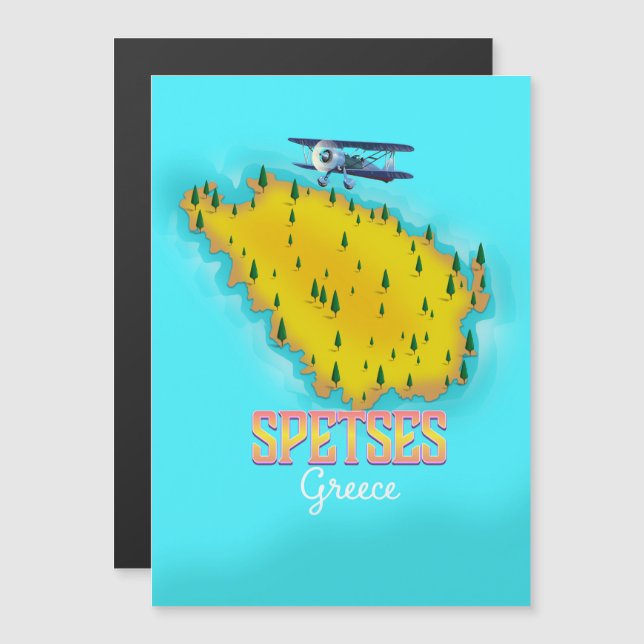 Spetses Greek Island map travel poster (Front/Back)