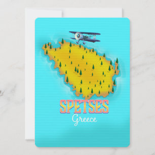 Spetses Greek Island map travel poster