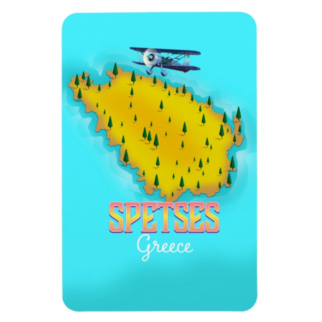 Spetses Greek Island map travel poster Magnet (Vertical)