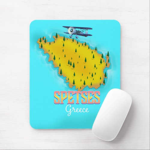 Spetses Greek Island map travel poster Mouse Pad