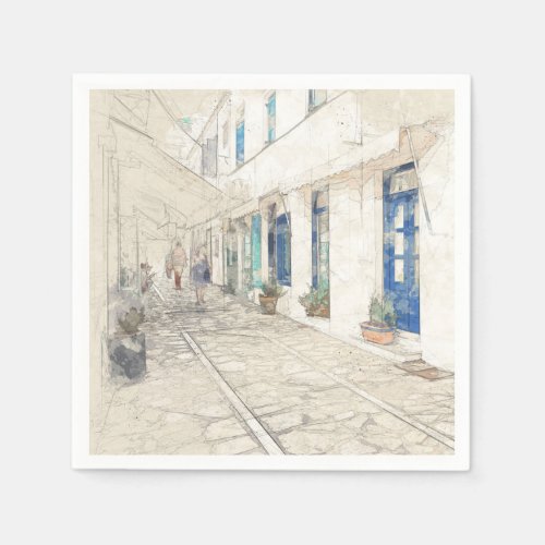 Spetses traditionally Greek streets Greece Napkins