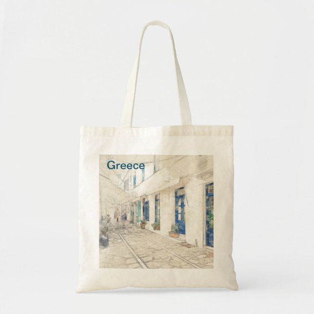 Spetses traditionally Greek streets, Greece Tote Bag (Front)