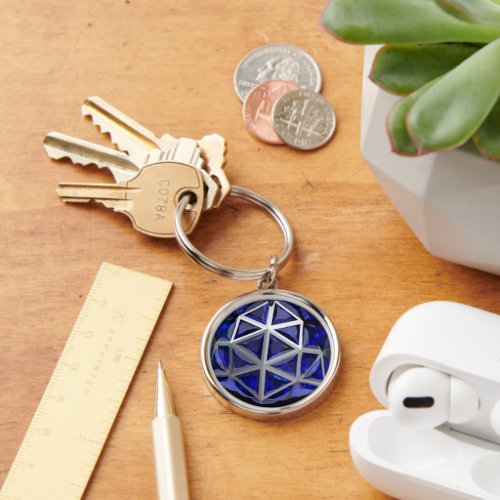 Sphere Blue Sapphire Gemstone Keychain