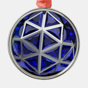 Sphere Blue Sapphire Gemstone Metal Ornament