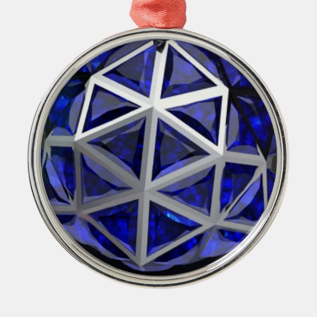 Sphere Blue Sapphire Gemstone Metal Ornament (Front)