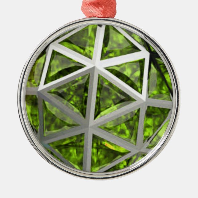 Sphere Green Peridot Gemstone Metal Ornament (Front)