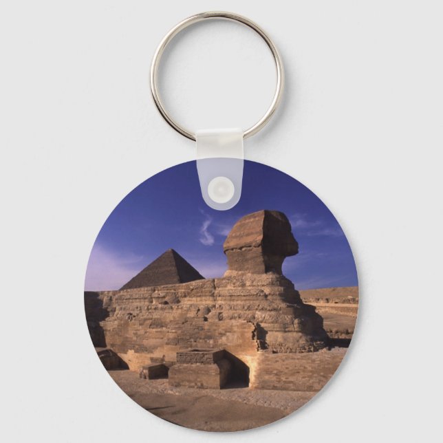 Sphinx and Pyramids at Giza Cairo Egypt Keychain (Front)