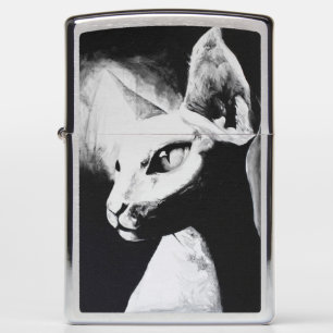 Sphinx Cat Black White Contrast Animal Portrait Zippo Lighter