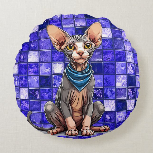 Sphinx cat round pillow (Front)