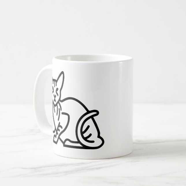 Sphinx cat sketch coffee mug (Front Left)
