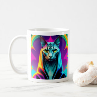 Sphinx cat, street art, colorful coffee mug