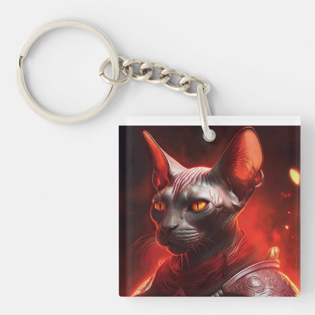 Sphinx Cat Warrior From Another Galaxy Keychain (Front)