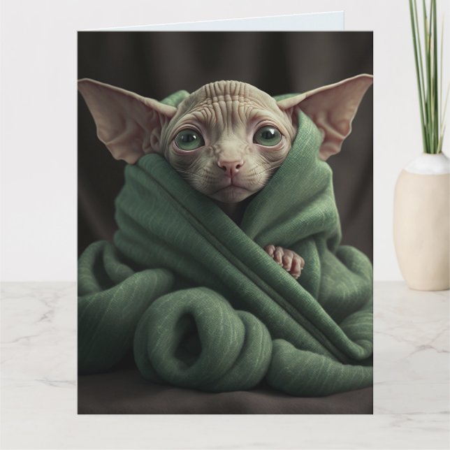 SPHINX HAIRLESS CAT CUTE BIRTHDAY GREETING CARD (Front)