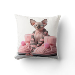 sphinx kitten with socks throw pillow