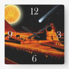 Sphinx & Moon over Egyptian Giza Pyramid Art Clock