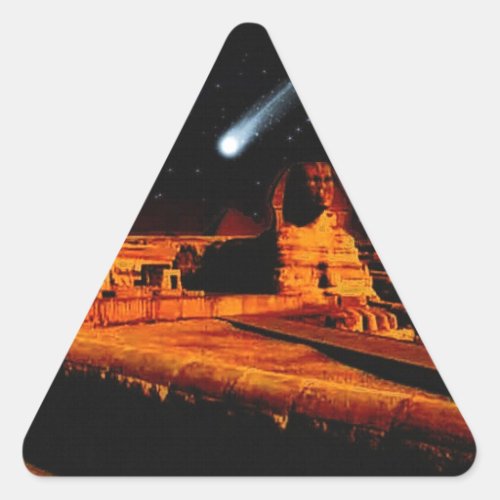 Sphinx  Moon over Egyptian Giza Pyramids Art Gift Triangle Sticker