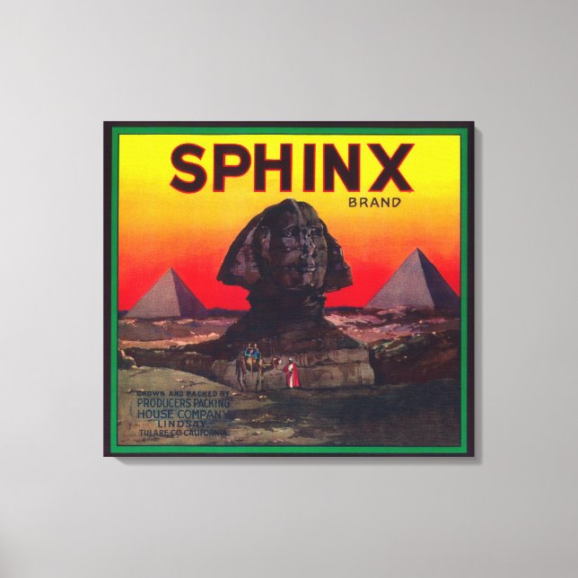 Sphinx Orange LabelLindsay, CA Canvas Print (Front)